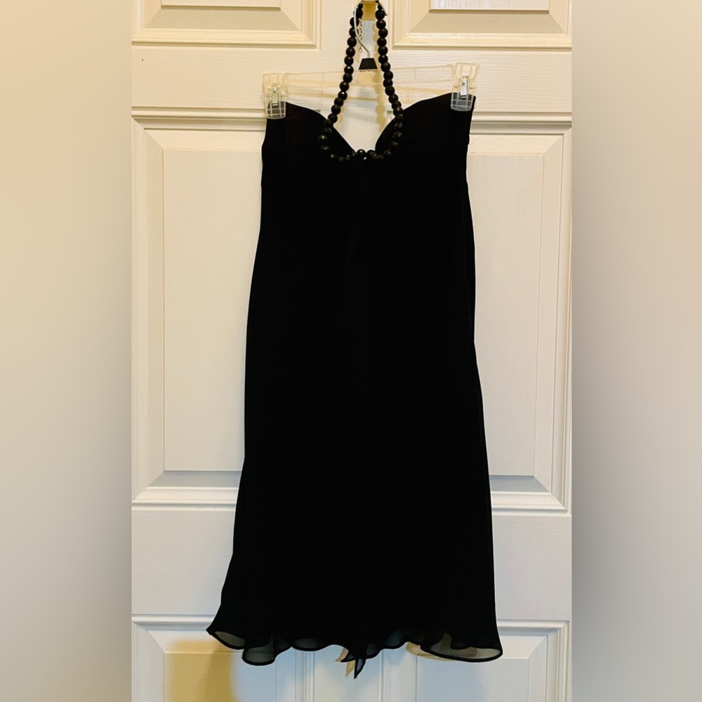 Beautiful black strapless cocktail dress with detachable necklace
